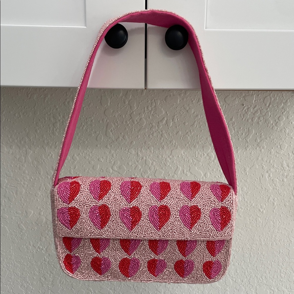 Viral TikTok Pink Heart Patterned beaded bag America & Beyond